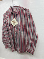 New Kids ELY Classic Red Stripe Long Sleeve Pearl Snap Large CC-74