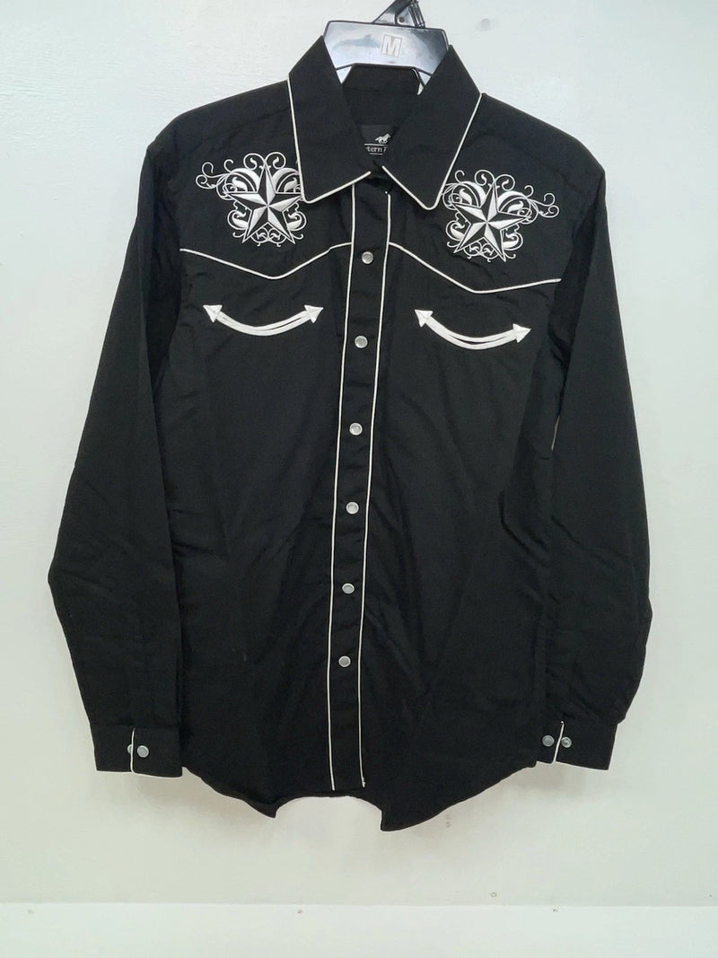 New Women’s Black Western Express Long Sleeve Button Up Shirt M #104276 3B-88