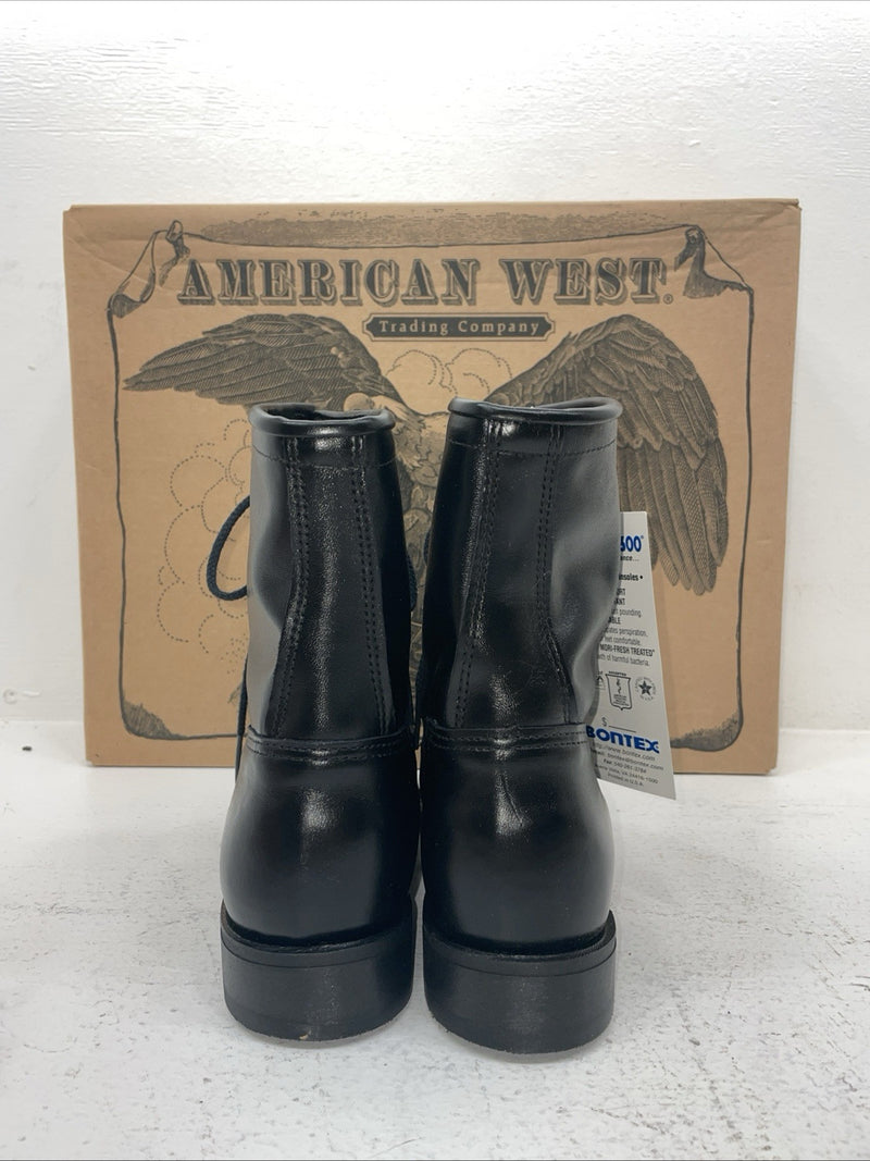New Men’s Black Lace Up American West Cowboy Boots. 6991 9.5 9 1/2 E W. 6-101