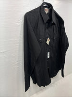 New Men’s ELY Cattleman Black Long Sleeve Pearl Snap 16.5 X 36 Large AA-5 