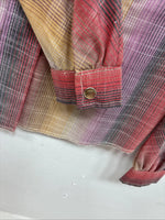 New Women’s H Bar C Multicolor Plaid Long Sleeve Pearl Snap Size 28 DD-142