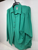 New Women’s H Bar C Green Long Sleeve Button Up Size 38 MM-88