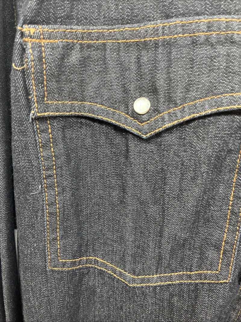New Men’s ELY Cattleman Dark Wash Jean Long Sleeve Pearl Snap XL Q-44