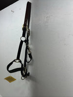 New Showman Nylon Black Halter With Genuine Leather Head Piece #6657 W-50