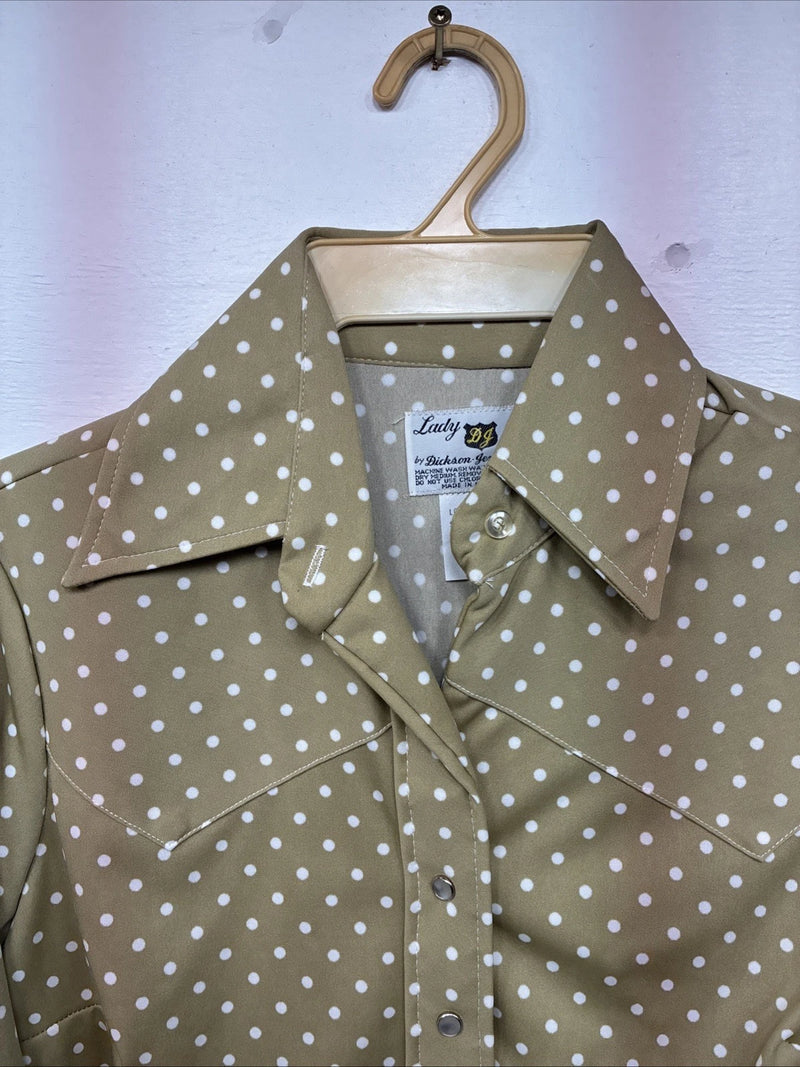 New Women’s Dickson Jenkins Green Dot Long Sleeve Pearl Snap Size 32 DD-97