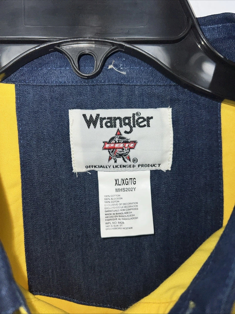 New Men’s Yellow Wrangler PBR Long Sleeve Button Up Shirt. XL S-28