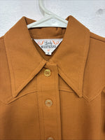 New Women’s Lady Western Orange Long Sleeve Button Up Size 8 TT-112
