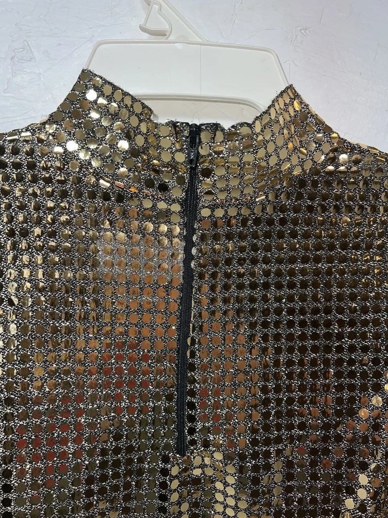 New Women’s 1849 Authentic Ranchwear Gold Half Zip Western Show Shirt XL UU-39