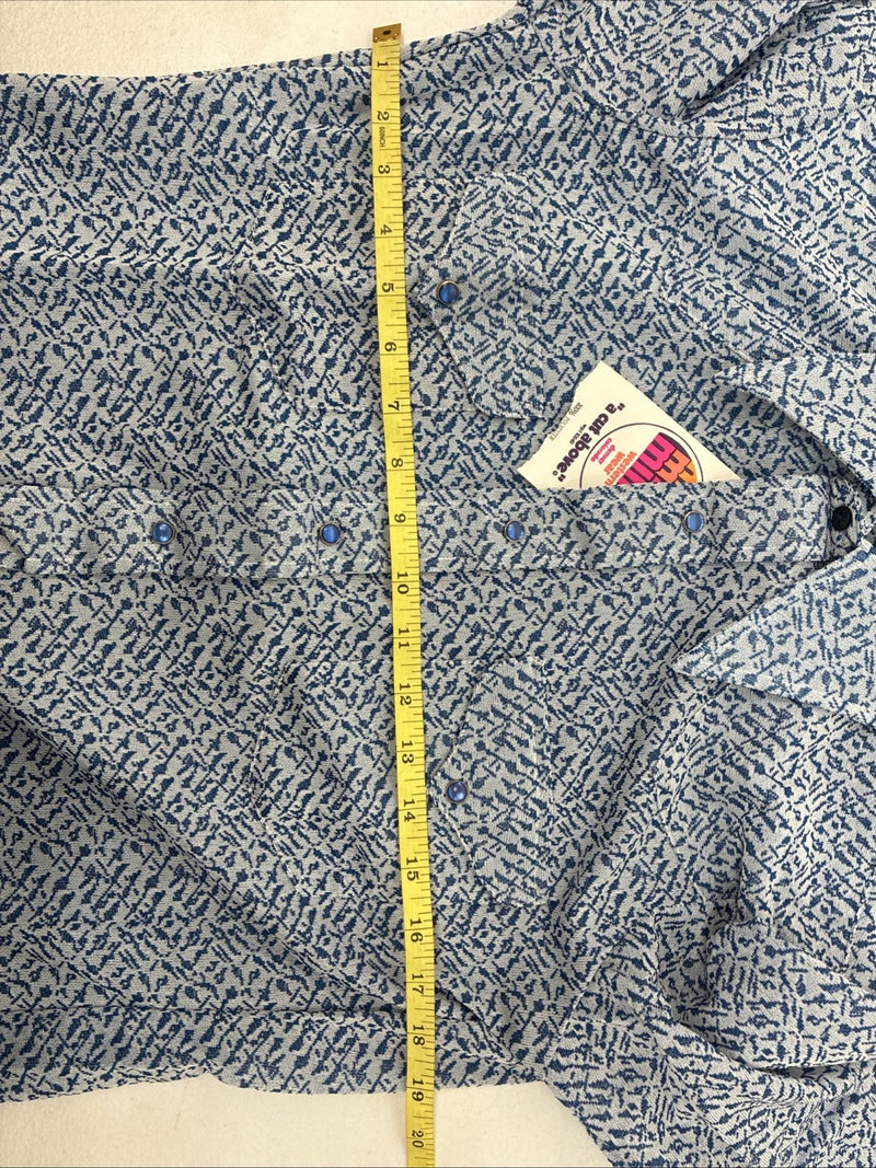 New Men’s Miller Blue Deigned Long Sleeve Pearl Snap 15 Medium II-104