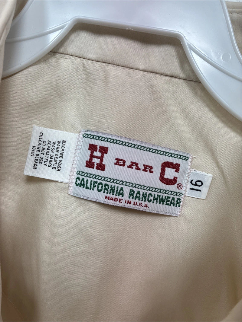 New Men’s H Bar C Tan Simple Short Sleeve Pearl Snap 16 Large O-32