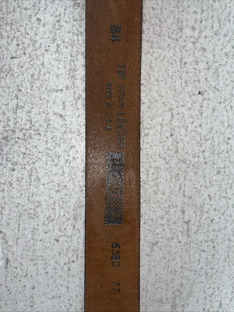 New Brown Genuine Leather Wildlife Tooled Belt 34” #6380 Z-7