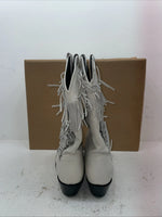 New Women’s White With Fringe Capezio Cowboy Boots. L 697 10 M. 7-58