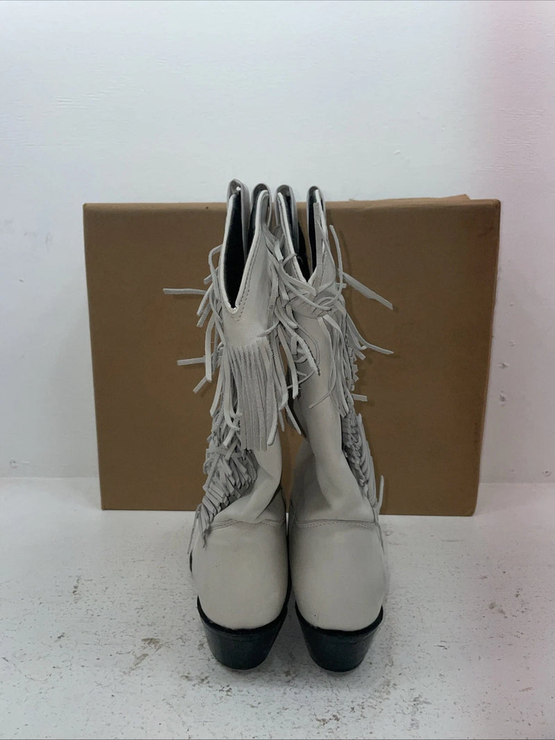 New Women’s White With Fringe Capezio Cowboy Boots. L 697 10 M. 7-58
