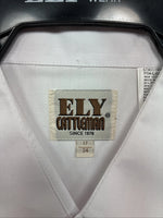 New Men’s ELY Cattleman White Simple Long Sleeve Pearl Snap 17 XL O-65