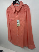 New Women’s Cumberland Pink Long Sleeve Pearl Snap Large KK-110