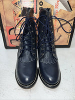 New Women’s Navy Lace Up Texas Brand Cowboy Boots. 4445 7 M. 18-100