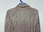 New Women’s Karman Brown Checkered Long Sleeve Pearl Snap Size 30 LL-54
