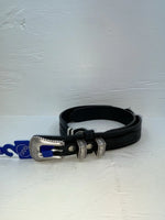 New Black Genuine Leather 3D Silver Pendent And Tooled 32” Belt #2030 JJ-4