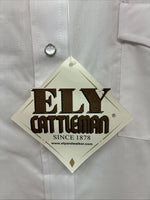 New Men’s ELY Cattleman White Long Sleeve Pearl Snap 16.5 X 34 Large X-38
