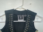 New Women’s Black With Bling Valencia Cut Off Zip Up Shirt S #69479 3B-63