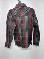 New Kids ELY Cattleman Green Plaid Long Sleeve Pearl Snap Small DD-127