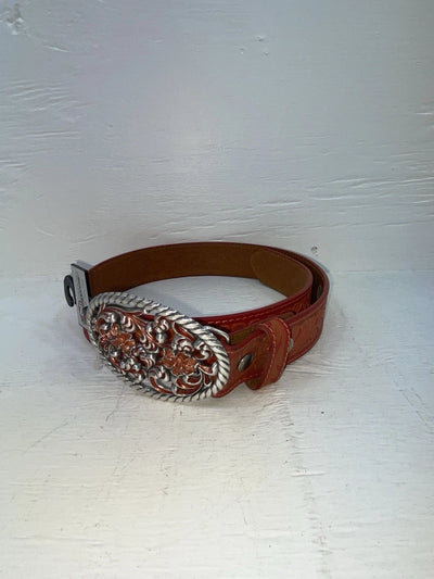 New Red Genuine Leather Nocona Tooled S Belt #N3460204 JJ-168