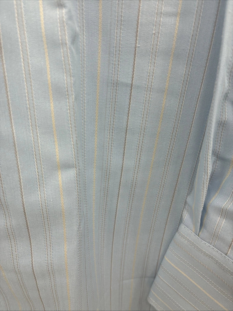 New Men’s ELY Cattleman Blue Stripe Long Sleeve Pearl Snap 16 X 34 Large V-113