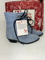 New Children’s Blue Denim Lace Up Texas Brand Cowboy Boots. 11.5 11 1/2 D. 24-89