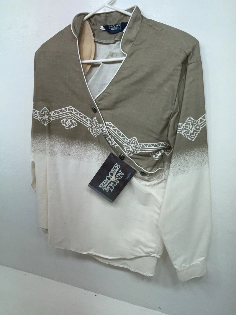 New Men’s Brown White Panhandle Slim Long Sleeve Button Up Shirt S 3B-113