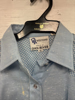 New Men’s DR Westerns Baby Blue Designed Long Sleeve Pearl Snap 10 Small J-50