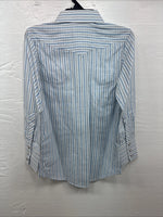 New Kids White Horse Blue stripe Long Sleeve Pearl Snap Medium DD-52