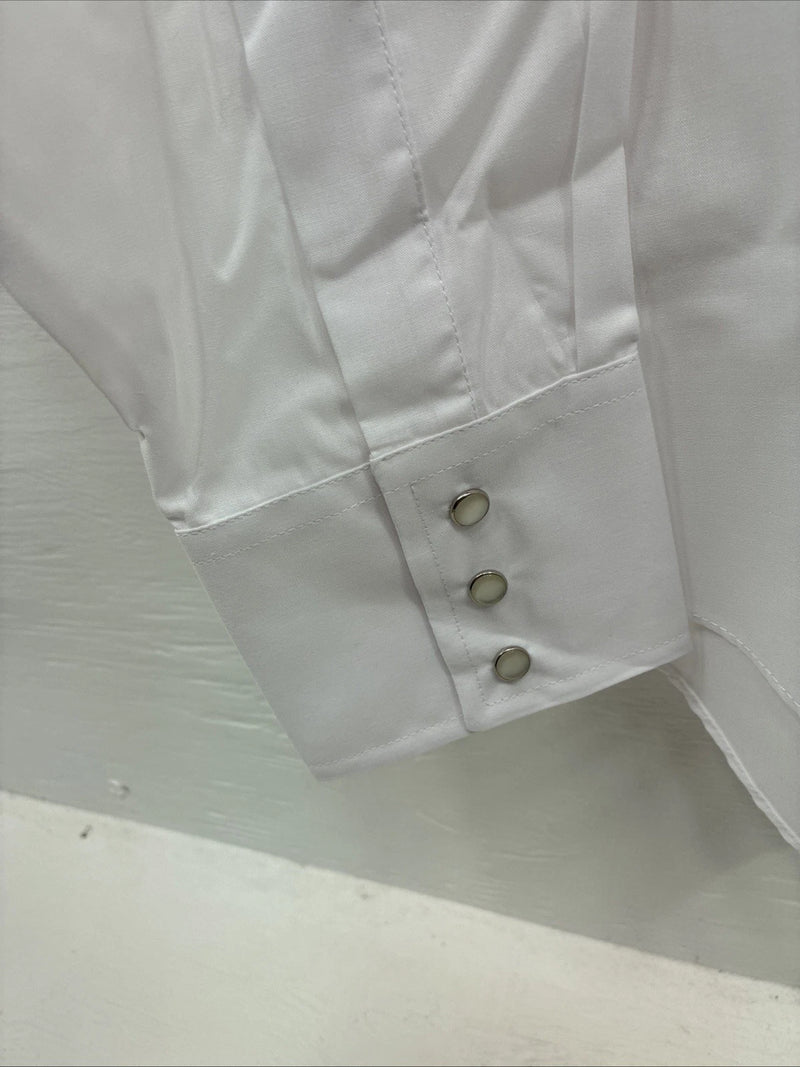 New Men’s ELY Cattleman White Long Sleeve Pearl Snap 16.5 X 36 Large AA-70