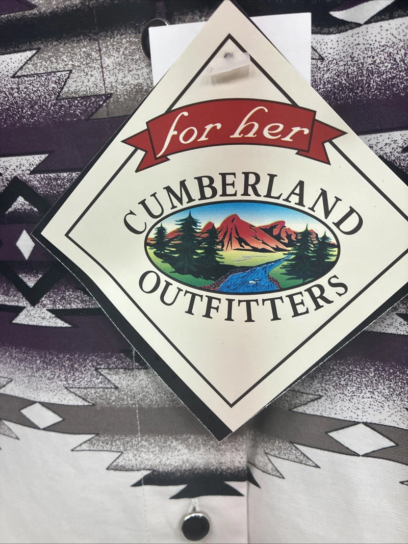 New Women’s Cumberland Purple Western Long Sleeve Button Up Pearl Medium V-59