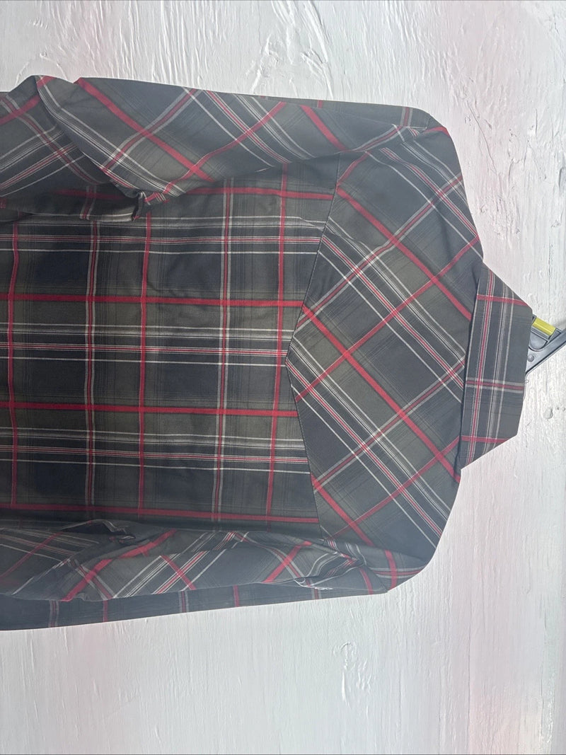 New Kids ELY Cattleman Green Red Plaid Long Sleeve Pearl Snap Large DD-30