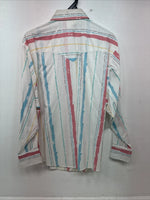 New Women’s H Bar C Multicolor Stripe Long Sleeve Pearl Snap Size 36 II-22