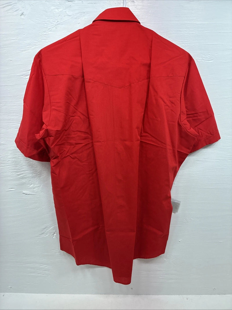 New Men’s ELY Cattleman Red Short Sleeve Pearl Snap 16.5 Large X-57