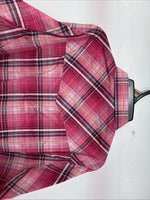 New Girls Cumberland Pink Plaid Long Sleeve Pearl Snap Medium DD-92