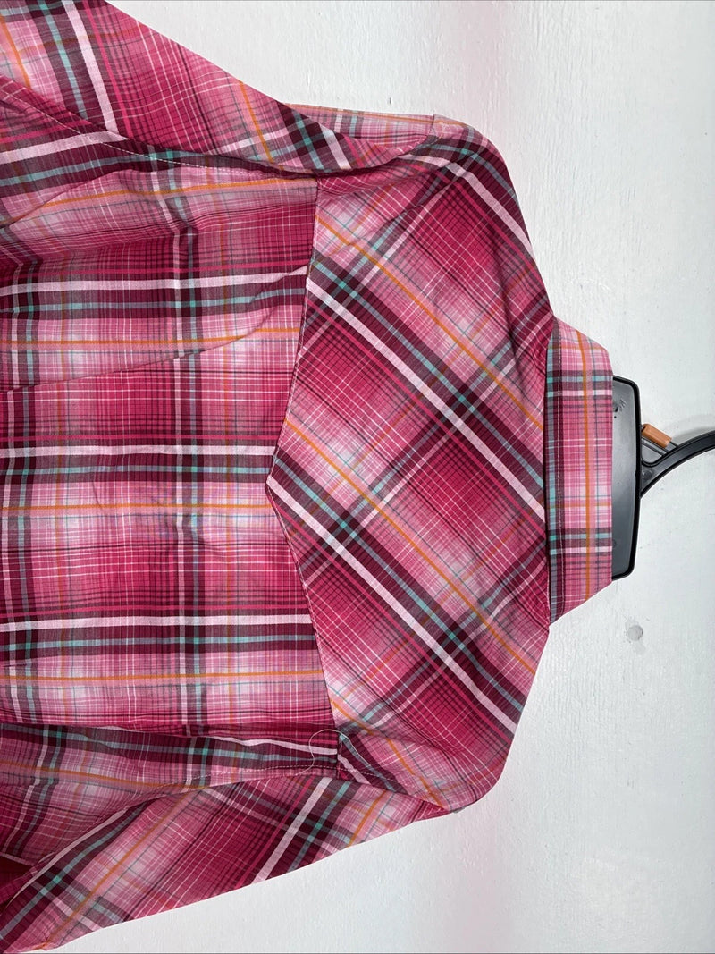 New Girls Cumberland Pink Plaid Long Sleeve Pearl Snap Medium DD-92