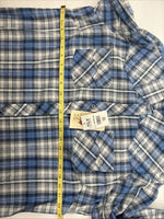 New Women’s Cumberland Blue Plaid Long Sleeve Pearl Snap 1XL GG-38