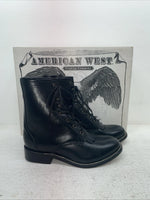 New Men’s Black Lace Up American West Cowboy Boots. 6991 7 E W. 1-44