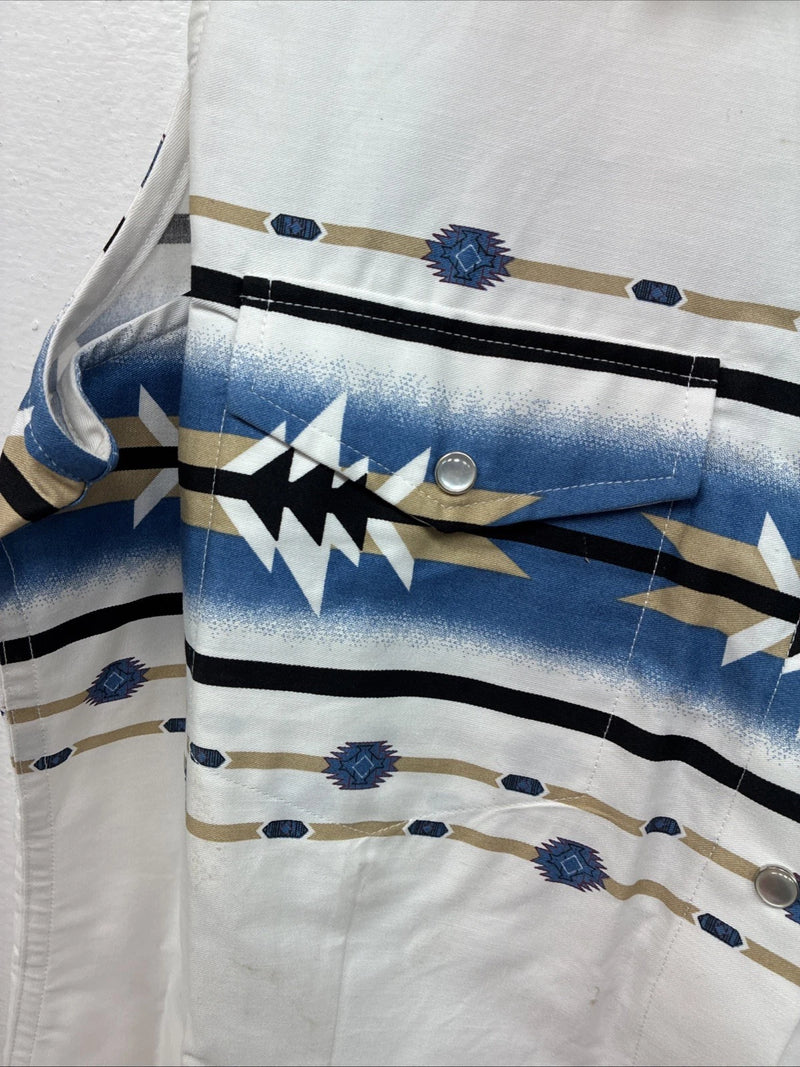 New Women’s Cumberland White Designed Short Sleeve Pearl Snap Medium LL-76