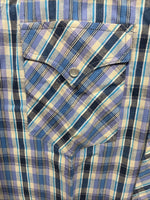 Me end Champion Westerns Purple Plaid Long Sleeve Pearl Snap 14.5 Small R-35
