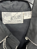 New Women’s Mine & Bills Black Design Long Sleeve Button Up Large MM-126