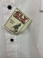 New Men’s ELY Cattleman White Horse Design Long Sleeve Pearl Snap Large X-23