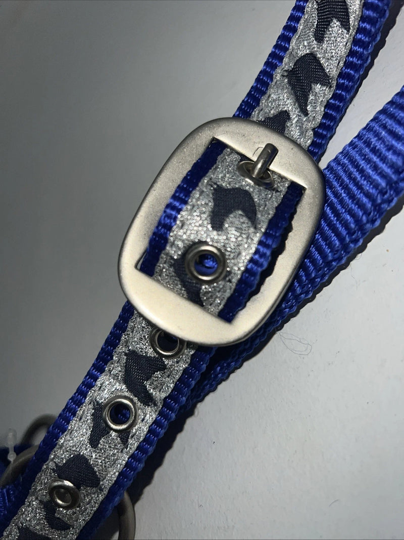 New Tough 1 Blue Nylon Satin Hardware Full Horse Halter #50-2031 3C-13