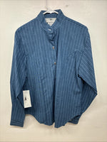 New Women’s Cowboy Threads Blue Stripe Long Sleeve Button Up Medium YY-79