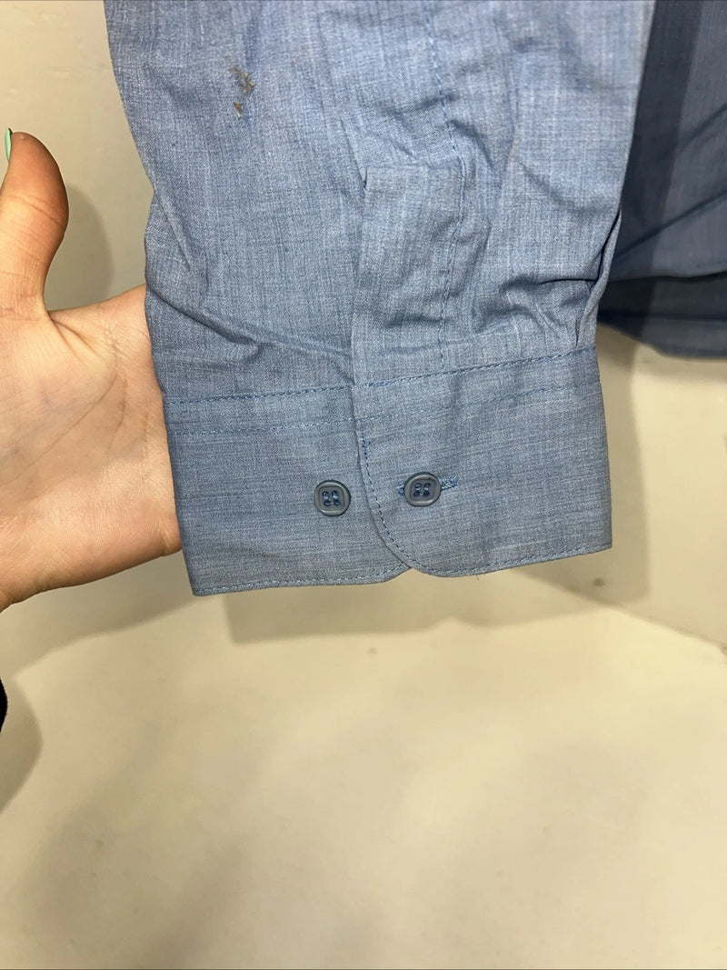 New Men’s Wayne Scott Blue Long Sleeve Button Up Large A-192