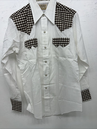 New Men’s White DEE-CEE western Wear Shirt Pearl Snap. 15 X 33 Medium A-178