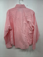 New Women’s White Horse Pink Long Sleeve Pearl Snap Small DD-99