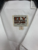 New Men’s ELY Cattleman White Long Sleeve Pearl Snap 16.5 X 36 Large CC-38